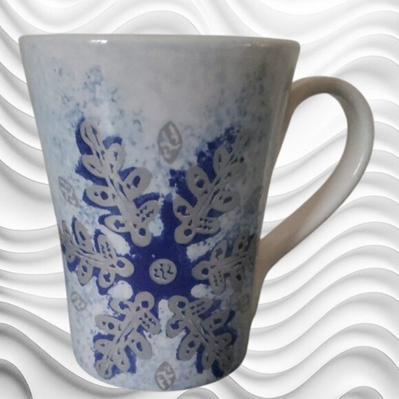 Italian Hand Crafted Ceramiche Umbre Winter Snowflake Frost Mugs  Set of 2  NWT - Picture 6 of 9